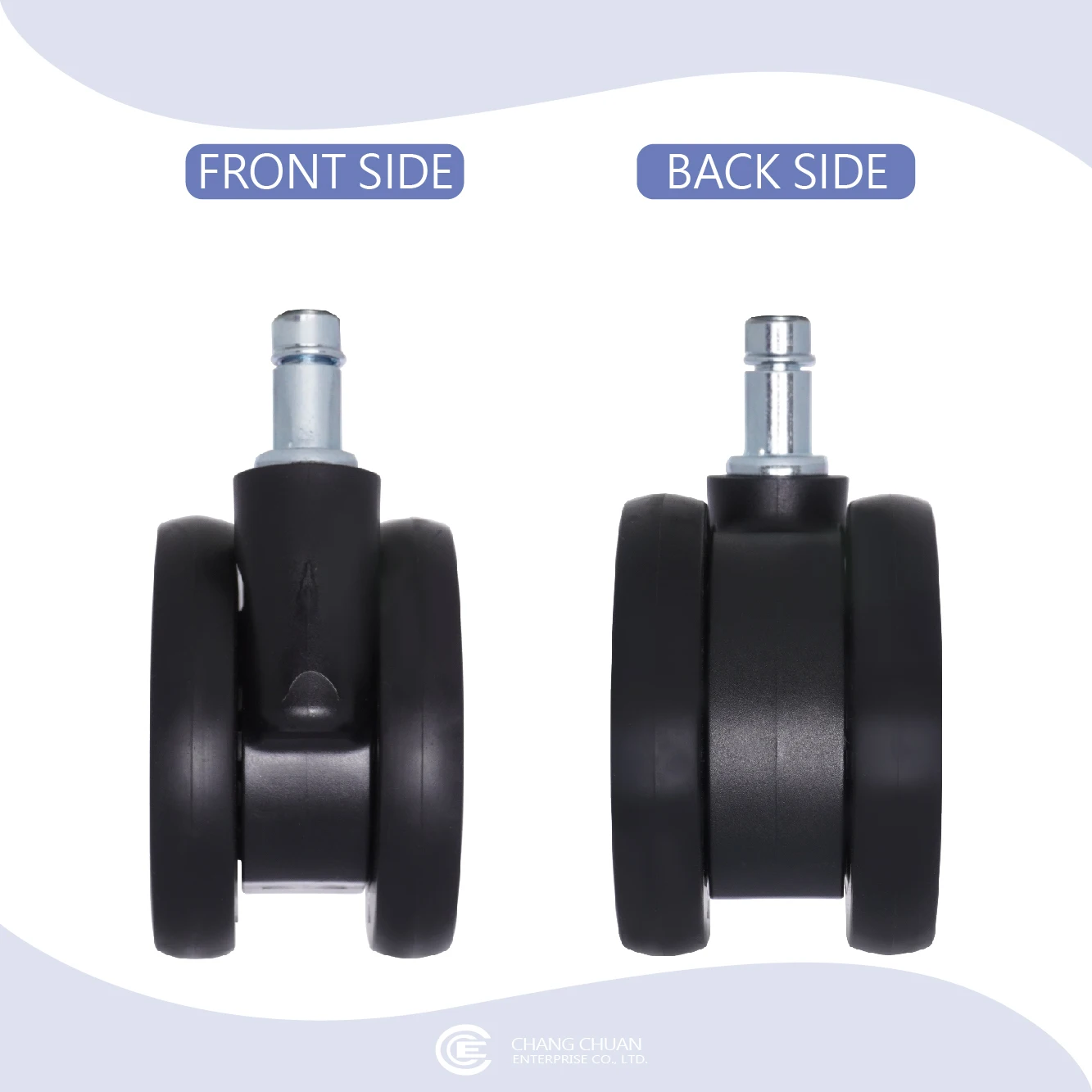 CCE Quite Smooth Office Chair Caster Wheels Hardwood 7/16 inch Universal Stem for Chair or IV Pole Replacement