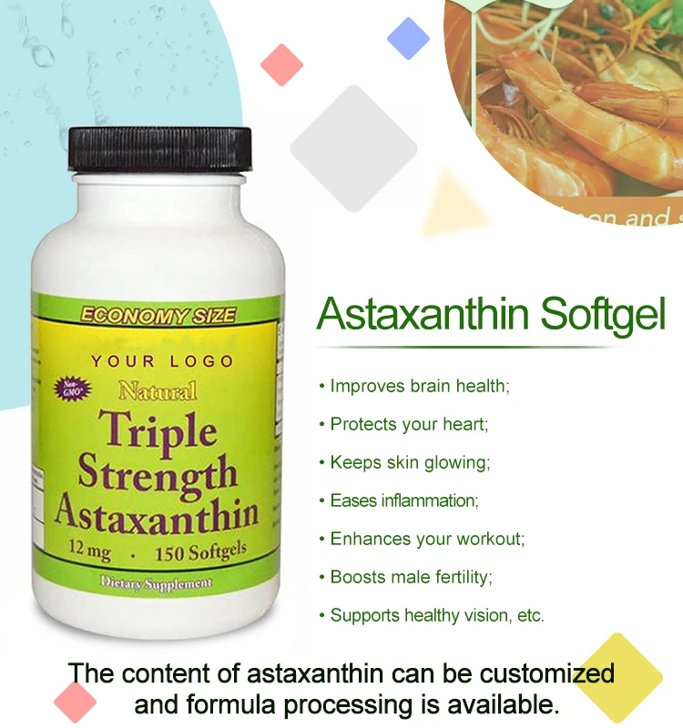 OEM private label astaxanthin extract softgel capsules to support healthy vision