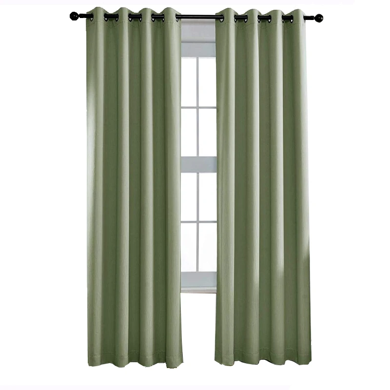 Room Darkening Textured Grommet Thermal Insulated Blackout Curtains for Bedroom Set