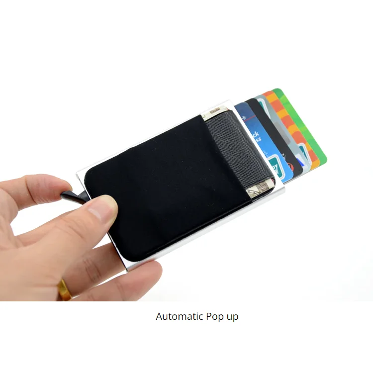 YY Slim Aluminum Wallet Elasticity Back Pouch ID Credit Card Holder Mini RFID Wallet Automatic Pop up Bank Card Case