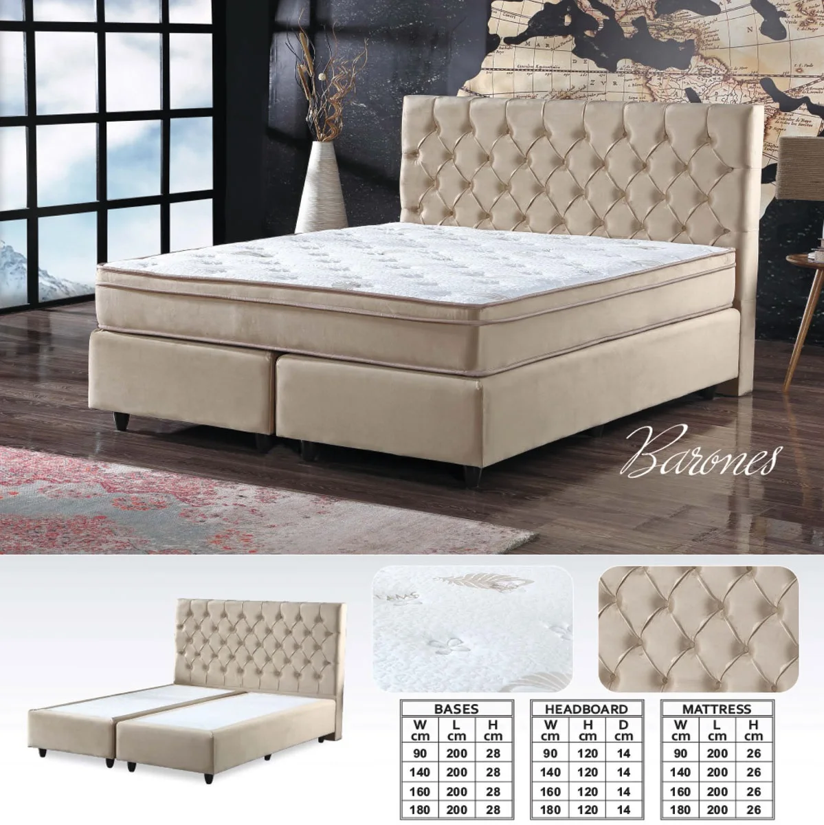 Turkish Furniture bed headboard mattress wardrobe dresser side table bed base Ottoman storage boxspring pocket spring mattress