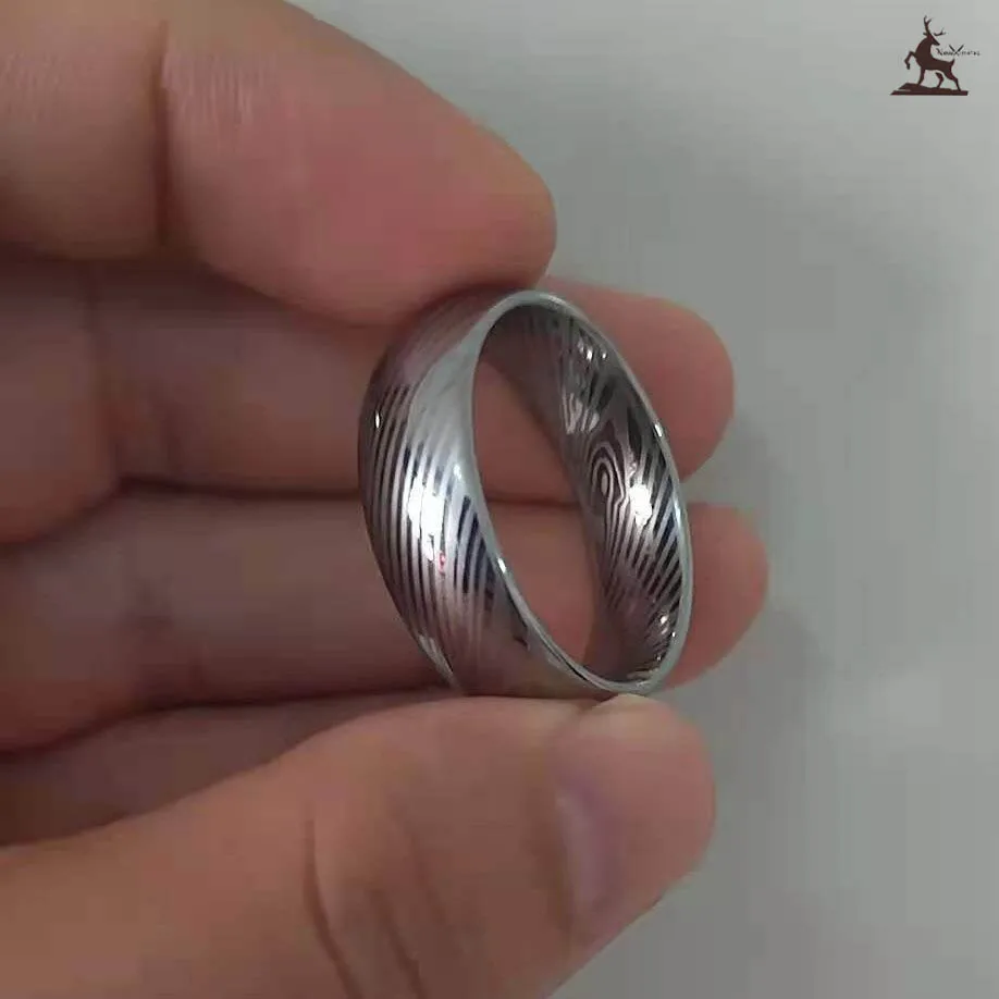 damascus steel ring custom handmade 8mm wide in twisted pattern for him and her best ring for gift at wholesale