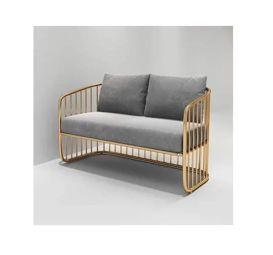 Modern Design Home Furniture Suede Velvet Fabric Couch Set Living Room Fabric Metal Frame Sofa In Gold At Wholesale Price India