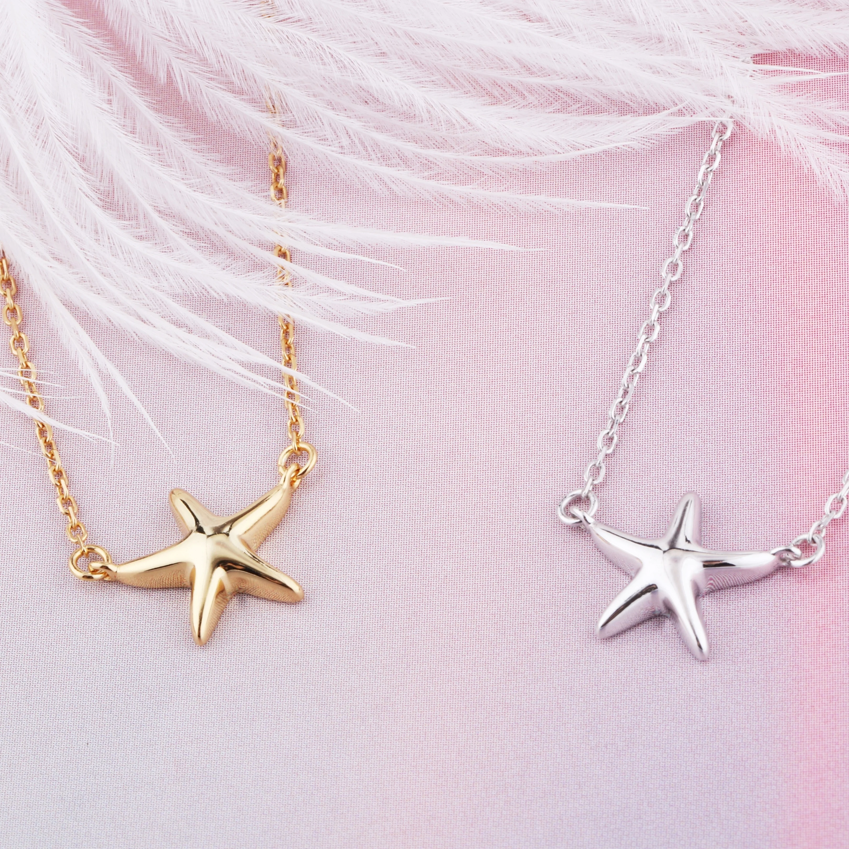 Sterling Silver Jewelry Tiny Pendant Sea Star Necklace Star Pendant Gold Plated Jewelry Necklace Women Jewelry Kids