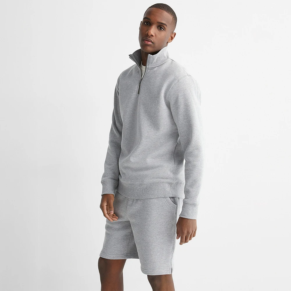 Customized Logo Men Quarter Zip Gym Sports Plain Sweatshirt For Fitness Premium Fleece Heavy GSM Custom Wholesale Sweatshirts