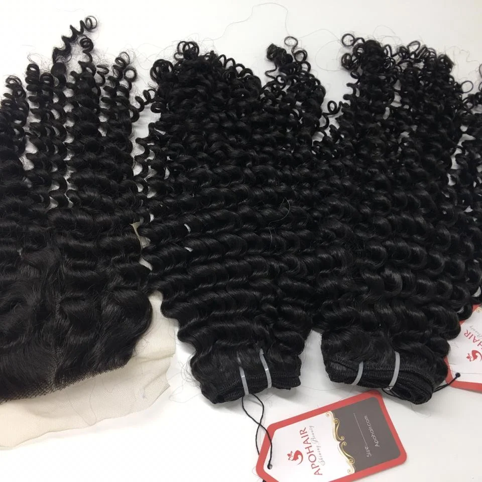 
HD Transparent Lace Closure 3 Part Match Weave Bundle Kinky Curly Human Hair Accept Paypal 