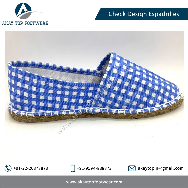 Espadrilles Best Selling Attractive Design Jute Sole All Season Check Design Espadrilles Flat Shoes