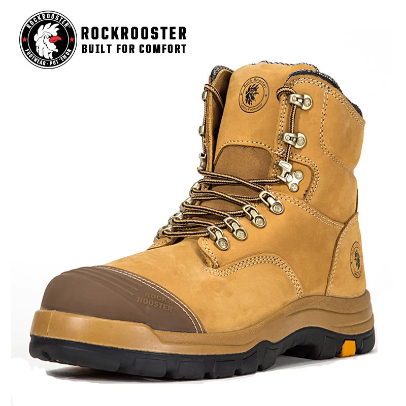 Rockrooster Wheat Laceup Safety Boots Durable Scuff Toecap And Triple Stitched  Safety Boots Mining Safety Boots