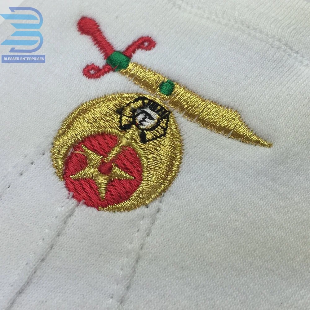  Белая хлопковая перчатка Masonic с эмблемой