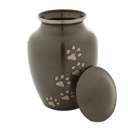 Pet Animal Ashes Brass Pet Urn Paw Engraved For Dog Cat Lion Tiger Ashes Storage High Quality Casket Solid Metal Urn Supplier.