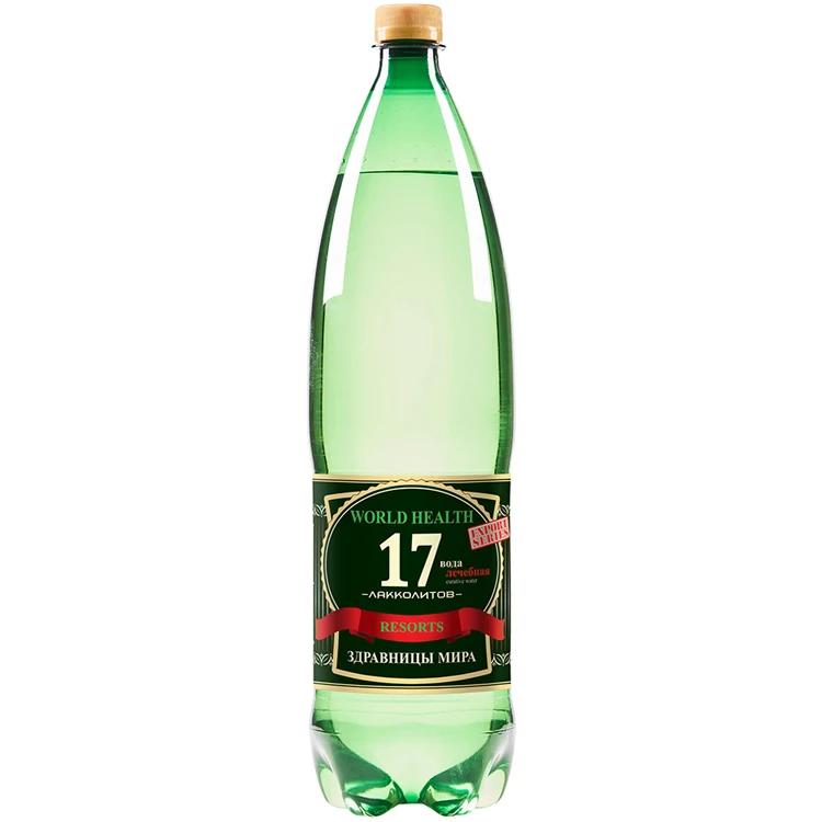 Mineral carbonated natural water, natural smell of iodine and pleasant tart taste, plastic mineral water bottle
