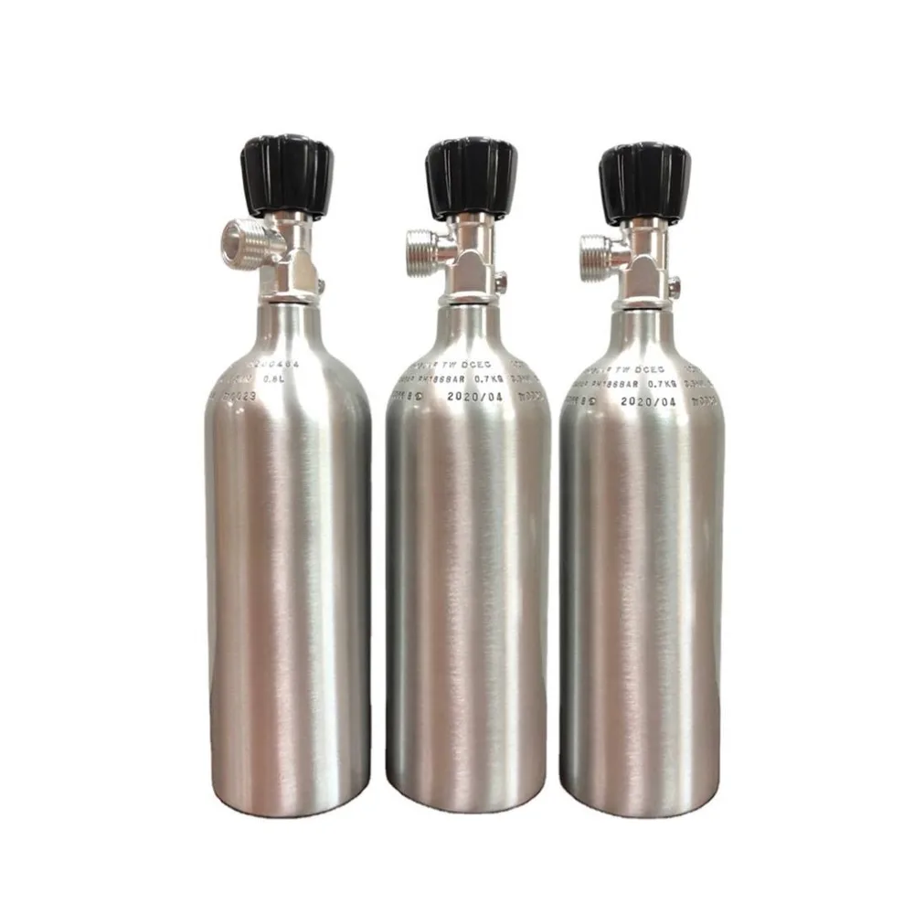 124 bar manufacturer supplier 0.8L aquarium CO2 tank cylinder with 21.8 handle valve in Taiwan