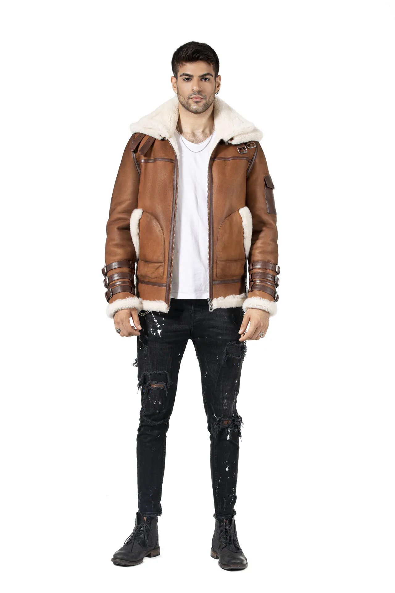 Calfskin Aviator Bomber Leather Jacket