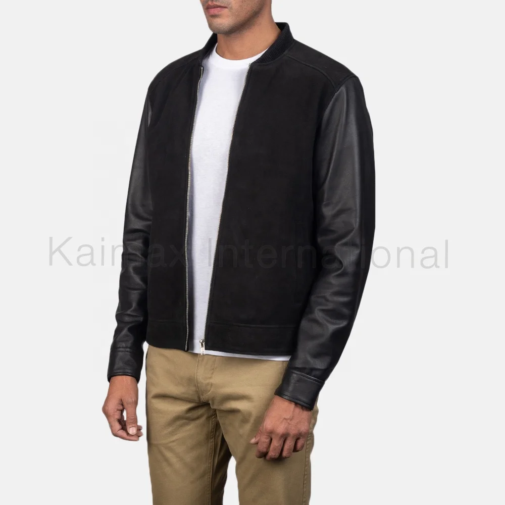 
Suede brown Soft Sheep leather bomber Jacket 