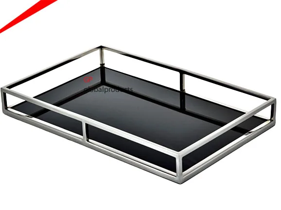 premium stainless steel tray with half round handles rectangular shape for kitchen hotels restaurants