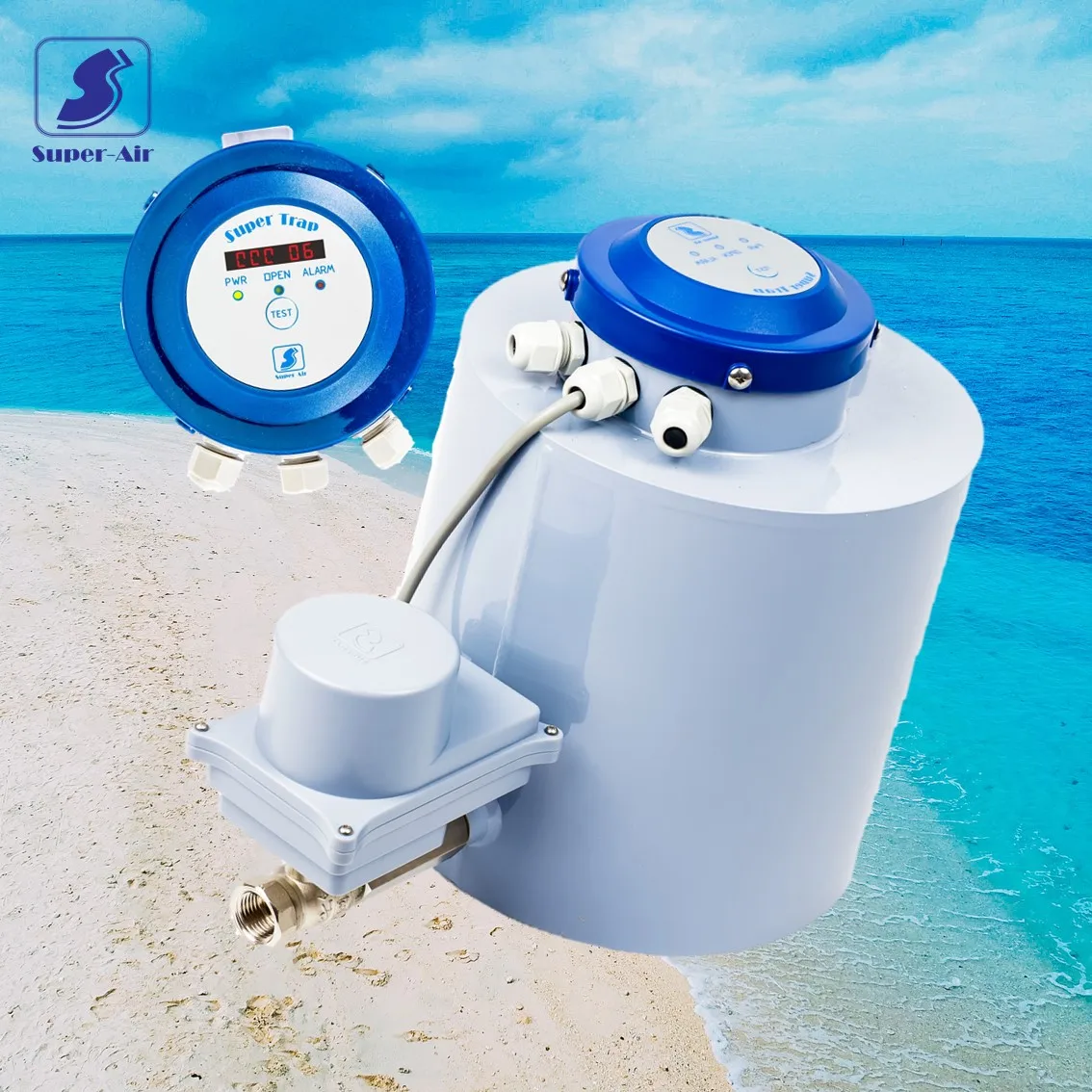 SA Taiwan Super Trap Motorized Ball Valve Type Zero Air Loss Automatic Condensate Drain with Counter for Air Compressor System