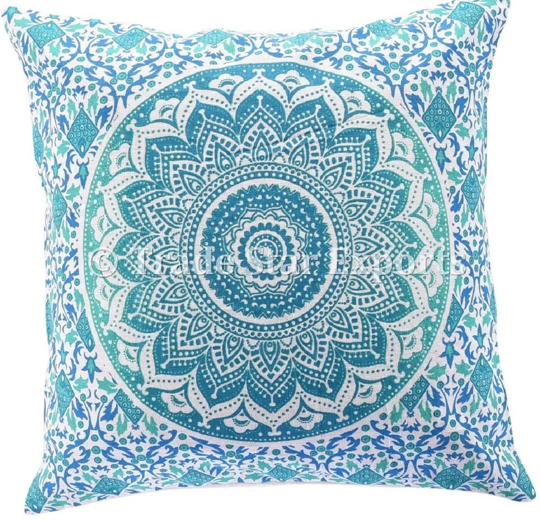 Indian Mandala Cushion Cover Ethnic Cotton Fabric Printed Pillow Cover