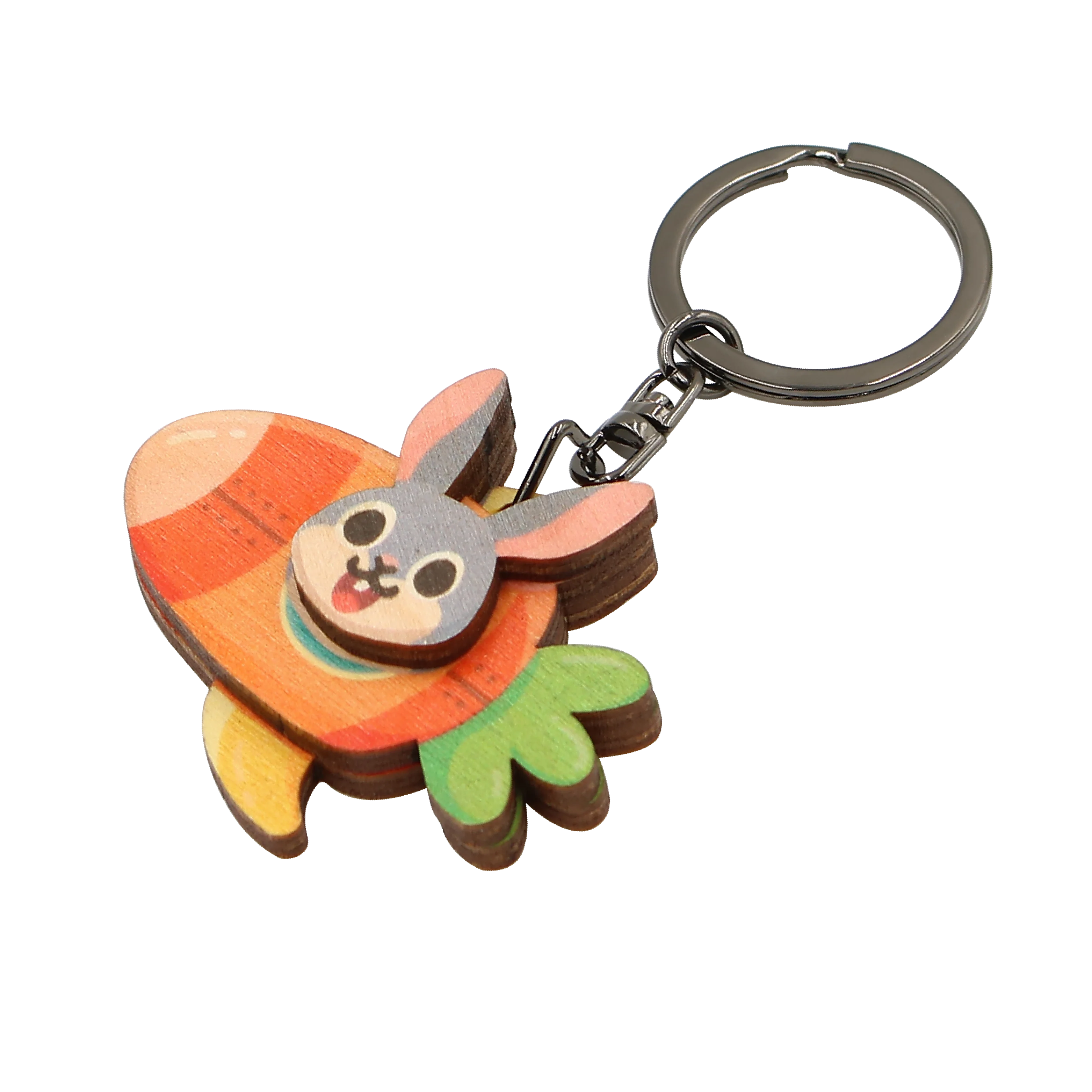 Carrot Rocket Rabbit Bunny Wood Keychain Wooden Souvenir