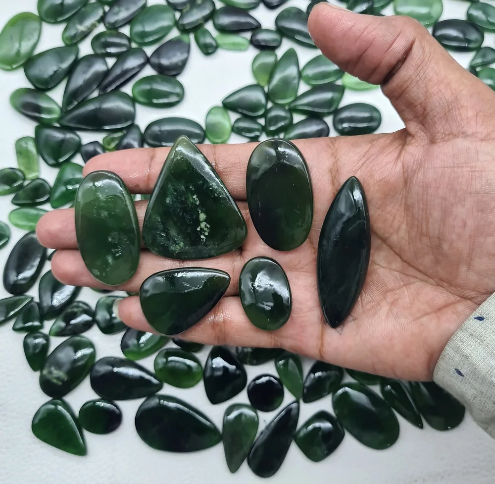 Natural Serpentine Cabochon Stones Loose Green Serpentine Palm Stones Available For Sale handmade jewelry