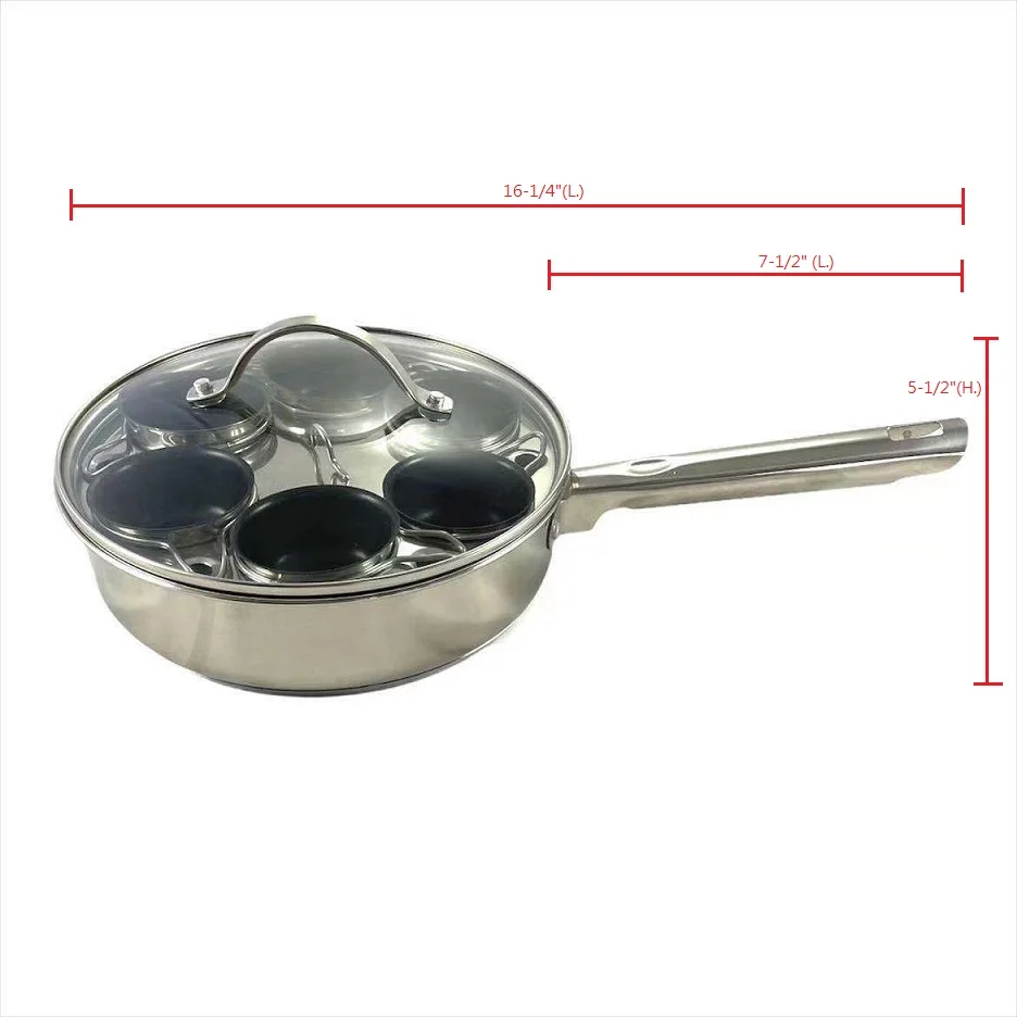 Induction 6 Egg Poacher Pan 304 Stainless Steel