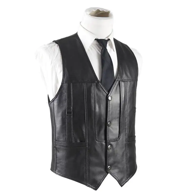 Классический дизайн кожаный жилет для мужчин мужские жилеты и безрукавки индивидуальный продукт