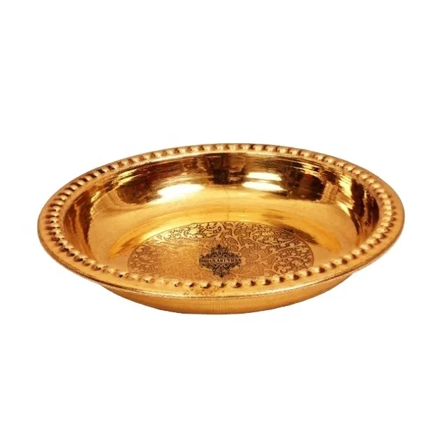 Classic Brass Plate At Wholesale Price Brass Embossed Design Rice Plate Manufacturer & Exporter From India