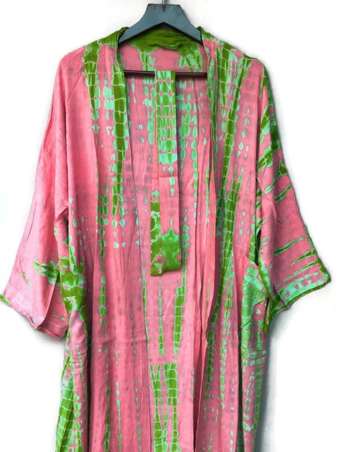 High Quality Tie Dye Work Women Kimono Kimono Robe Vacation Holiday Look Front Open Wide Long Sleeve Casual Dresses