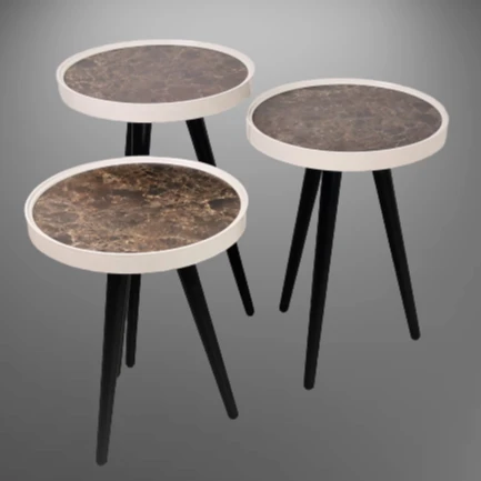 Набор боковых столиков Nestind 3 дюйма Круглый минималистичный журнальный столик в скандинавском стиле с ножками из массива