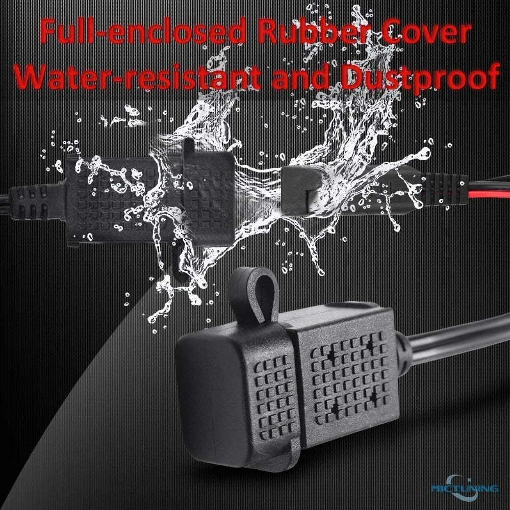 MICTUNING Quick Fast 2.1A Port SAE to USB Cable Adapter 12v 24v Led USB Charger Motorcycle usb Charger