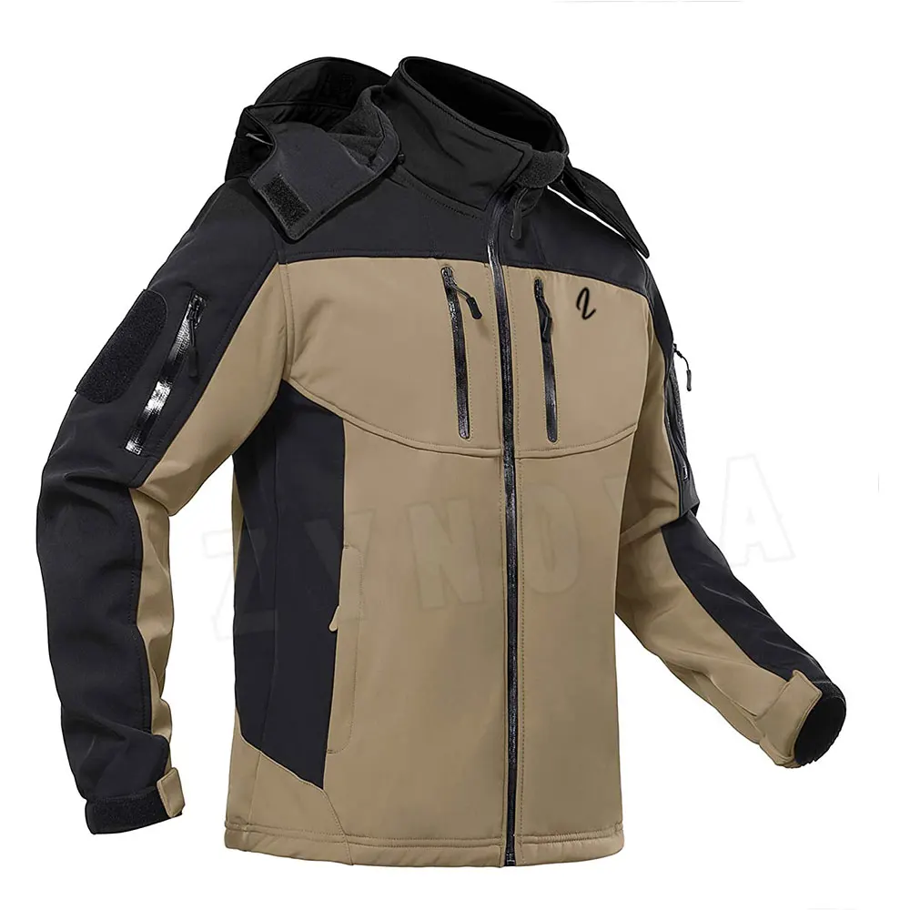 
Custom Print New Softshell Jacket Men Waterproof Windproof Thermal Fleece Outdoor Hooded Jacket Windbreaker Jacket 