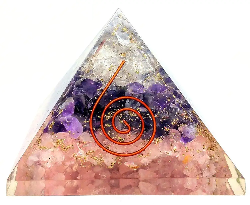 Crystal & Amethyst Orgone Pyramid With Crystal Point : Wholesale Orgone Energy Pyramids : Wholesale Orgonite Pyramids Orgone