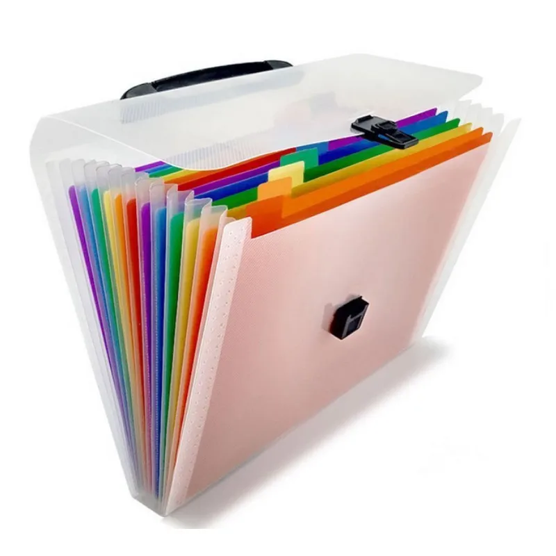 Document Accordion File Folder Receipt Organiser Wallet Case Multicoloured Plastic Expandable File Pockets with Colored Labels
