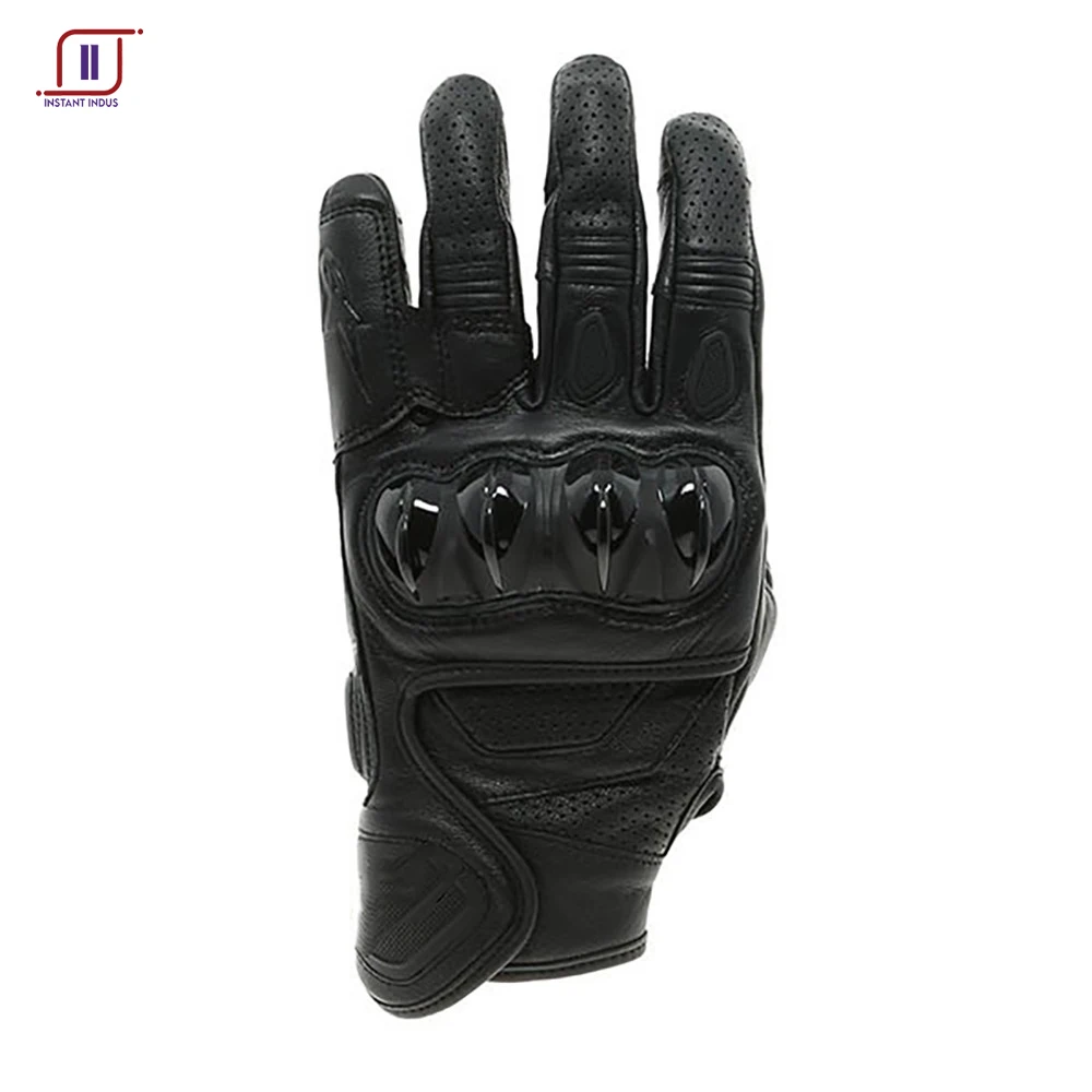 Professional High Quality Motorbike Leather Gloves with PU Knuckle Protection Breathable Material Gloves Best for Travelling