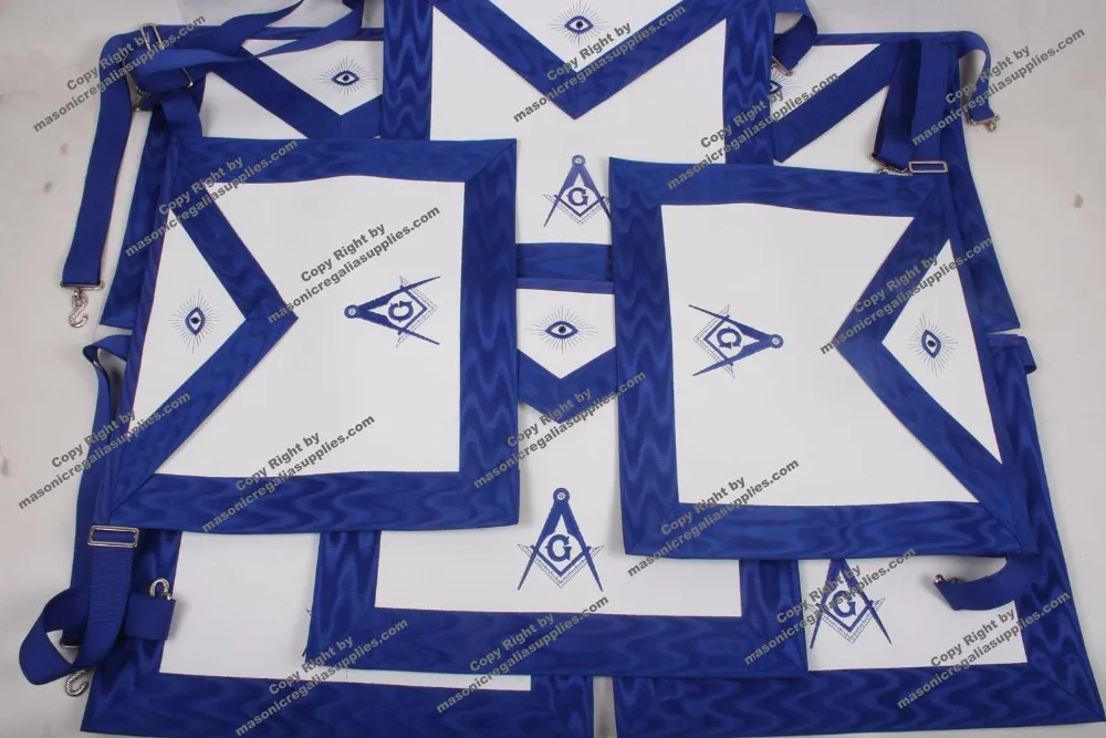 High Quality Masonic Item Masonic Regalia Leather Lodge Blue Embroidered Apron with Logo for Freemason