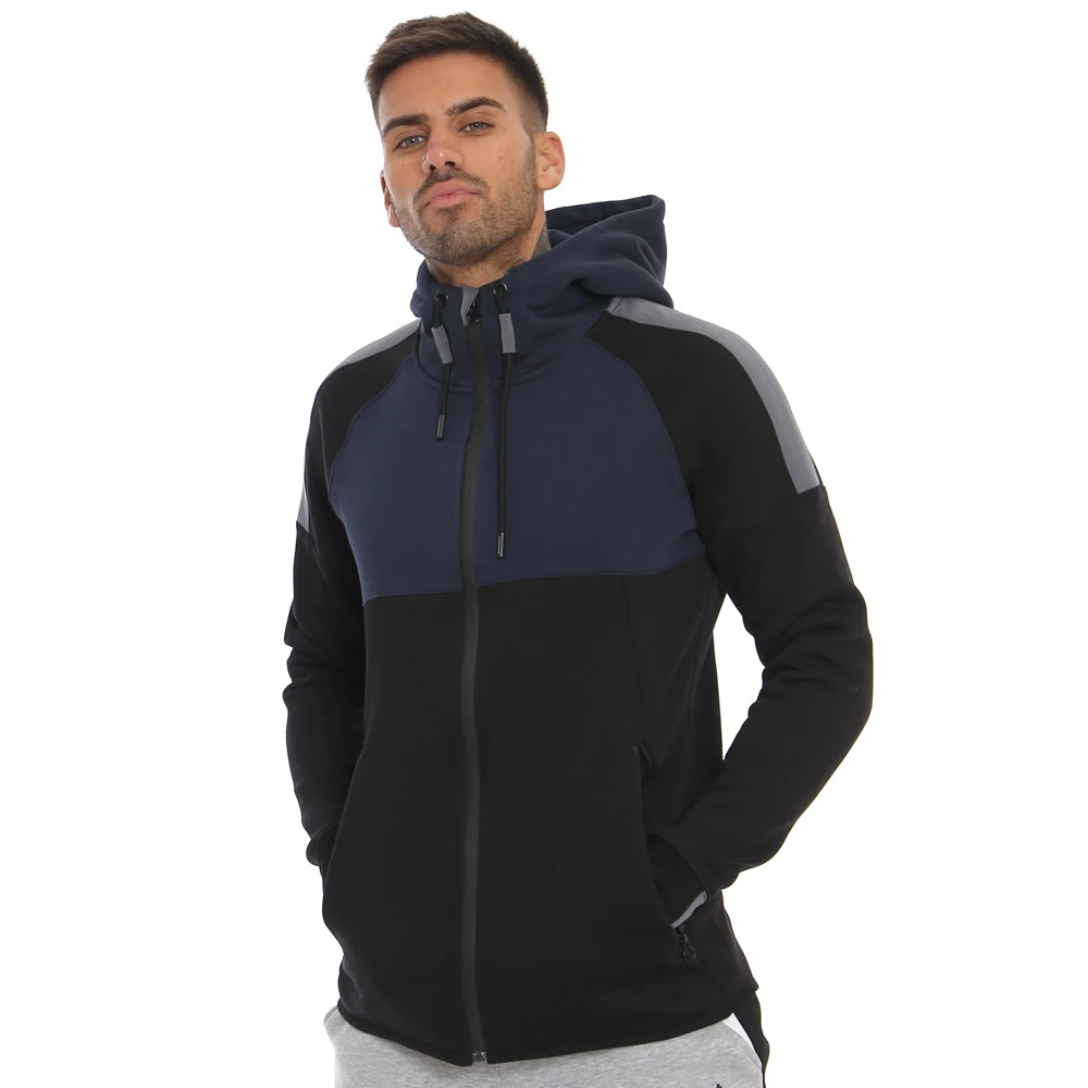 Оптовая продажа мужская толстовка с капюшоном на молнии из 100% чесаного хлопка и флиса принтом вышивкой логотипа