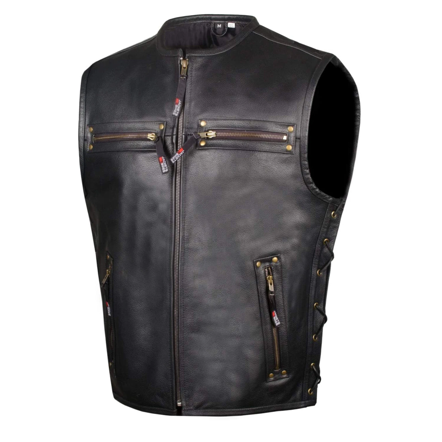 Genuine Leather Biker Motorcycle Vest Custom Made Logo Motorbike Vest Made Thick Leather Motorbike Waistcoat for sale