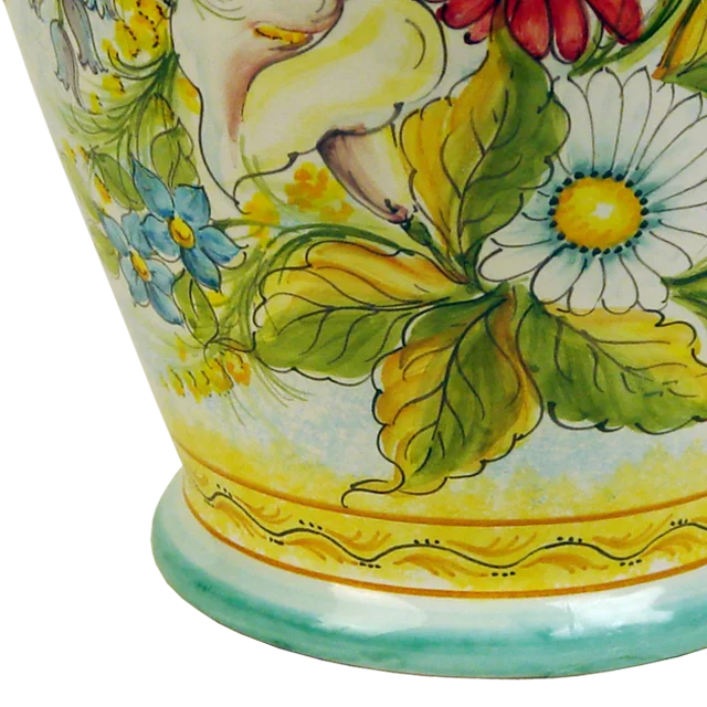 Handmade italian pottery flower home decoration ceramic jar