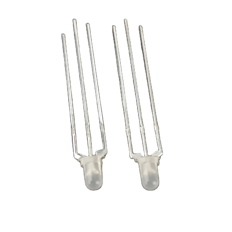 3mm LED diode dual colour LEDs red - green white difused - round shape 3mm diameter 3 pin with common anode