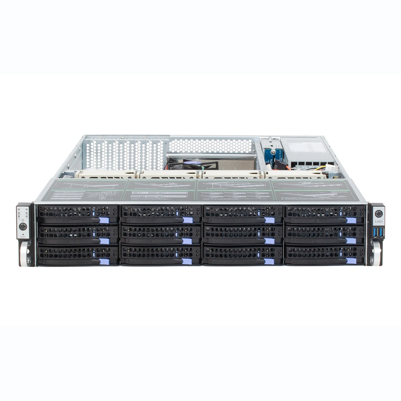 china oem odm customized  2u 12 bay 12bays hot swap sas sata 3.5 drive chassis rack case with 550W psu