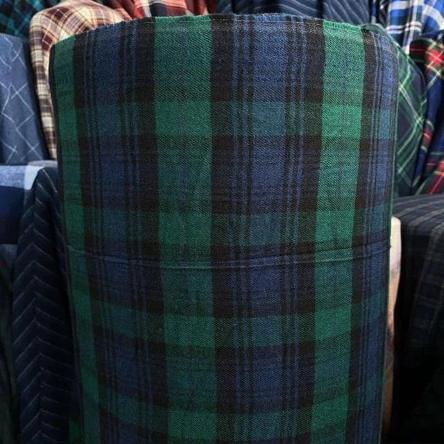Dark Green Check Pattern Brushed Yarn Dyed Flannel fabric 100% Cotton Non Shrink  flannel fabric