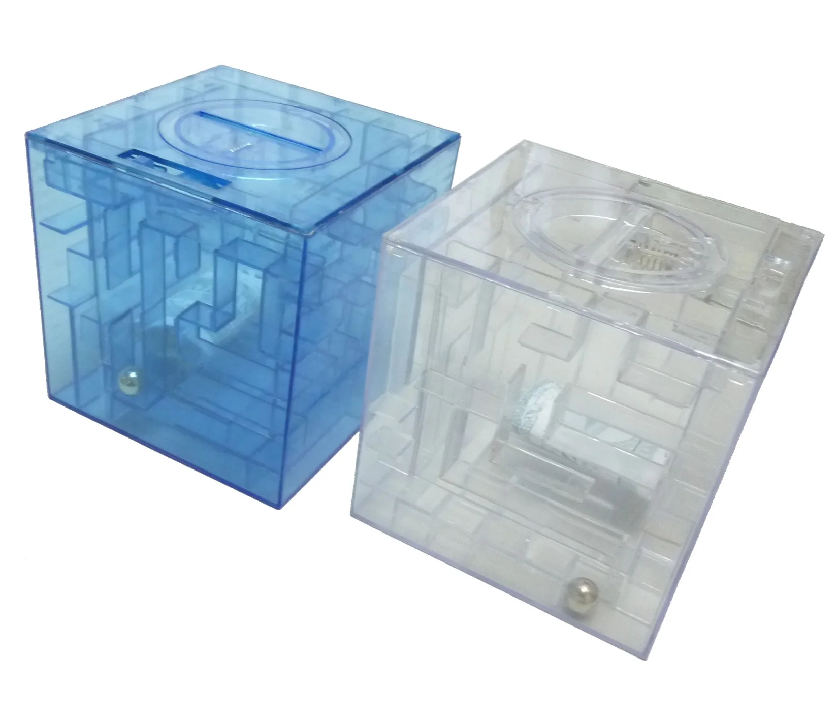 Novelty Games Small Capsules Toys Piggy Cash Bank Puzzle Cube Plastic Clear Money Saving Labyrinth 3D Maze for Vending Machines