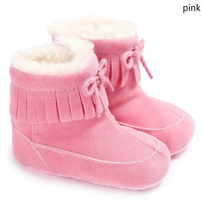 
Tassel Warm Thick Plush Solid Color Baby Boys And Girls Shoes Toddler Snow Boots 