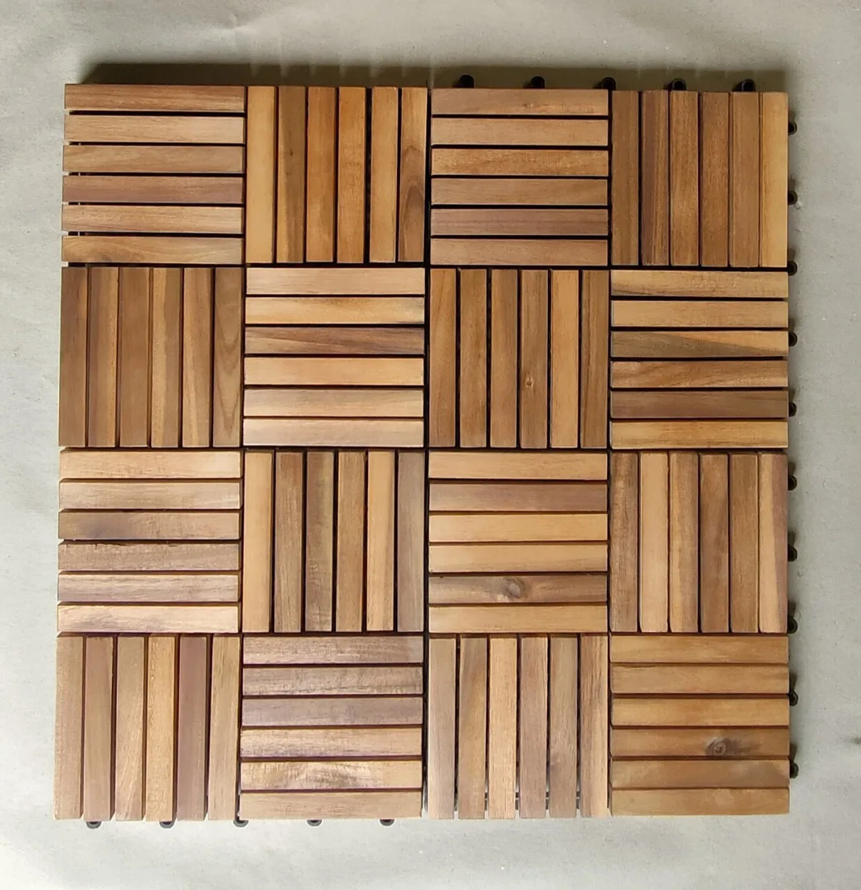Elegant Modern Acacia Engineered Wood Deck Tile Hot Sale 6 Slats With UV Protection for Outdoor Furniture & Garden Use