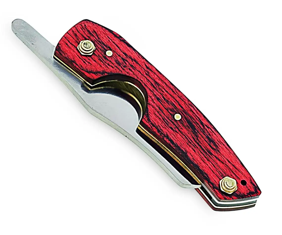 Custom hand Made D2 Steel Folding  cigar cutter 3 in 1 folding knife  cigar cutter shaving razor- Gifts for men razor sharp