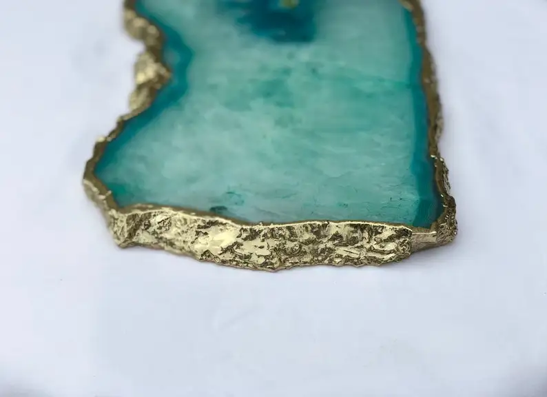 LARGE GREEN AQUA AGATE CHEESE PLATTER / PREMIUM GREEN AGATE TRAY COASTER OR SIGN BOARD / AQUA AGATE COASTERS AND SERVING TRAYS