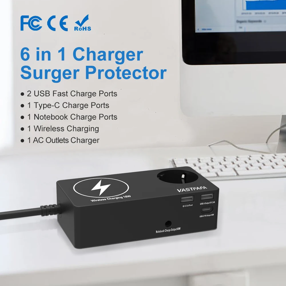VASTFAFA 6 в 1 ЕС удлинитель USB