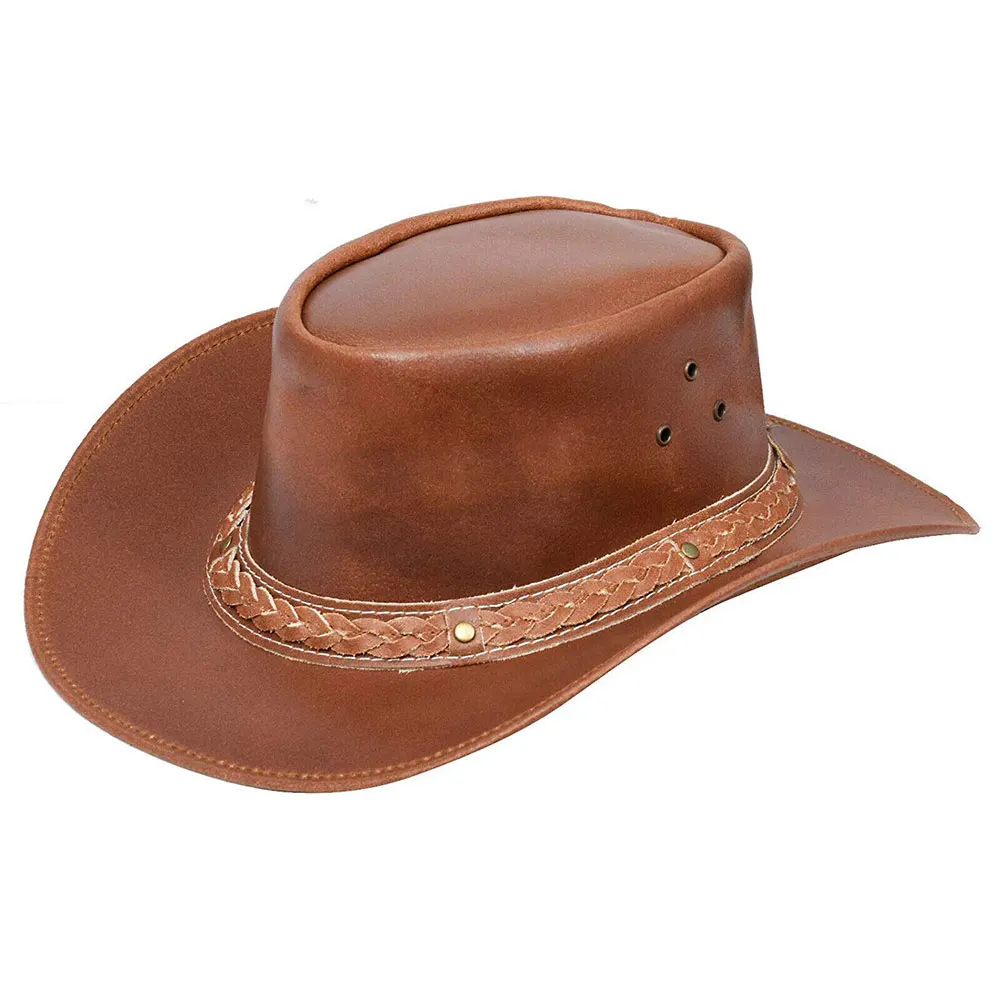 New 2020 Western Style Cowboy Outback Real Leather Bush Hat In Bulk Production OEM/ODM