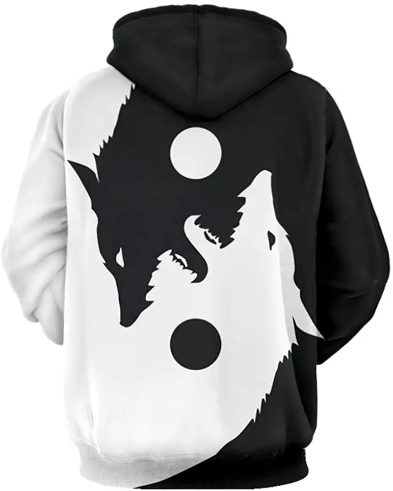 Индивидуальный дизайн, пуловер с принтом волка, толстовки с карманами, повседневная одежда высокого качества