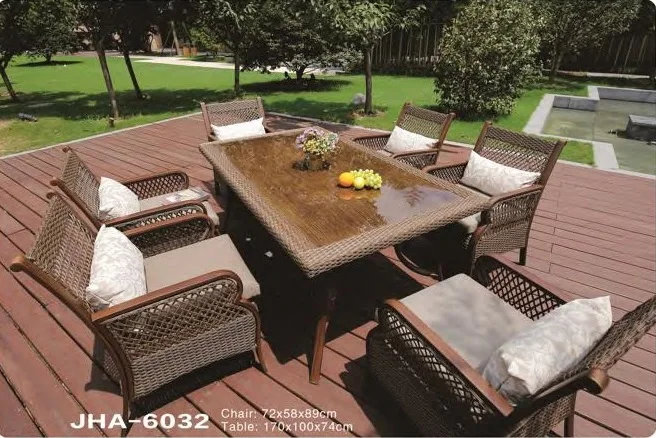 6 Seater Outdoor Table Set Rattan Lounge Table Garden Patio Furniture Sets