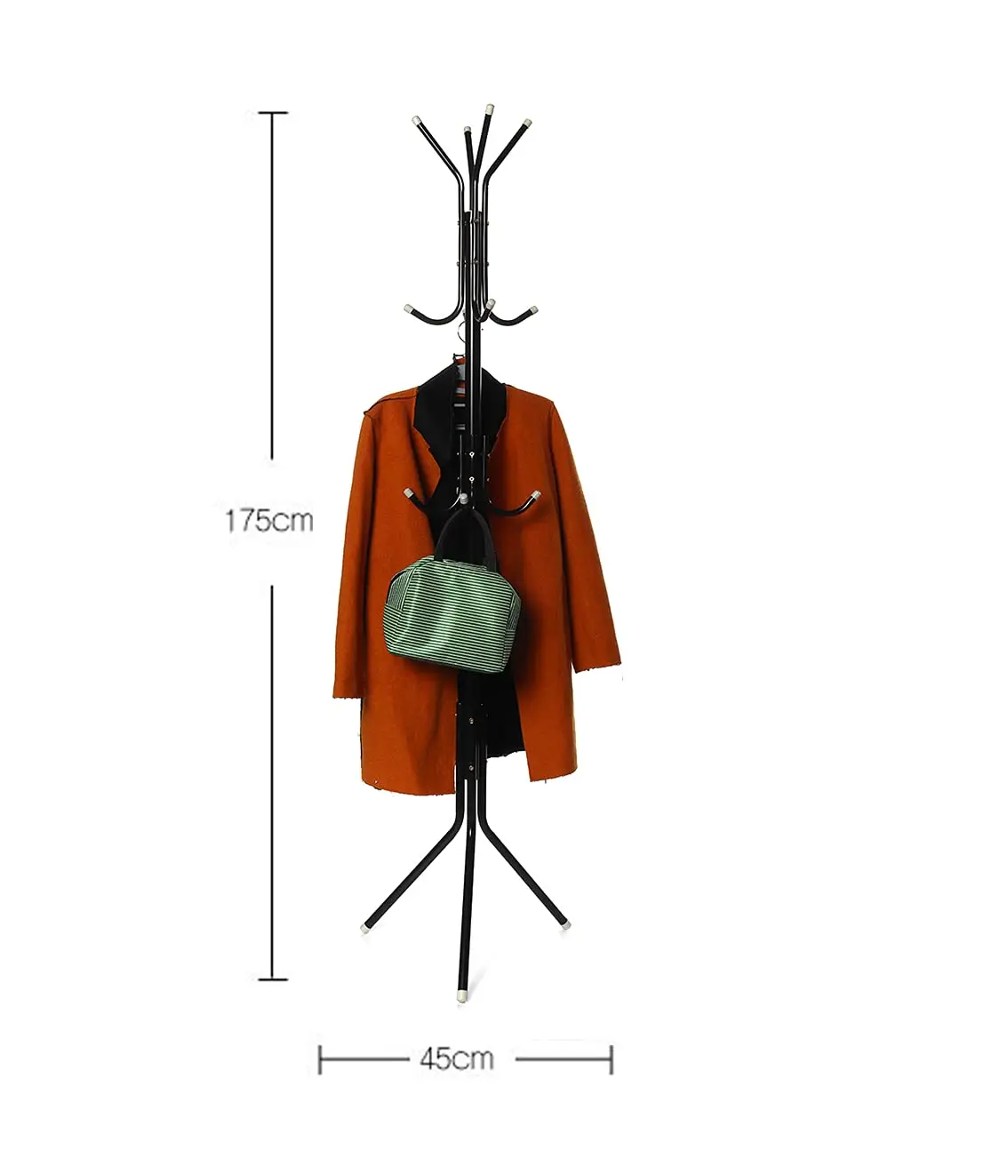 Coat Rack with 12 Hooks 5.6ft Clothes Metal Hanger Easy Assembly Hat Free Standing Stand
